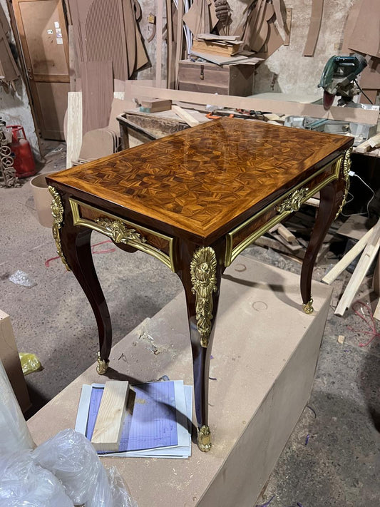 Parquetry Side Table with Ormolu Accents